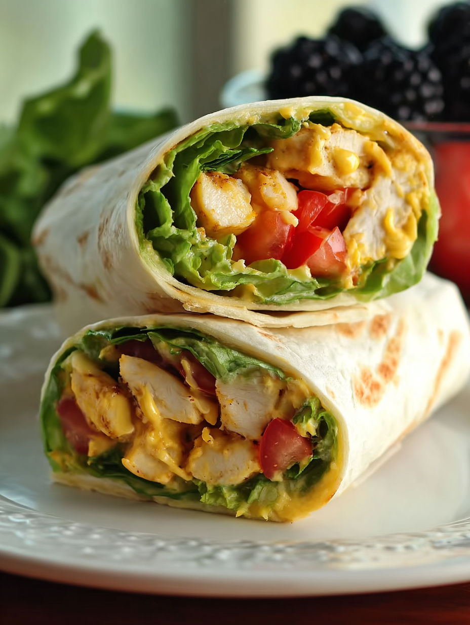 A wrap with chicken and tomatoes.