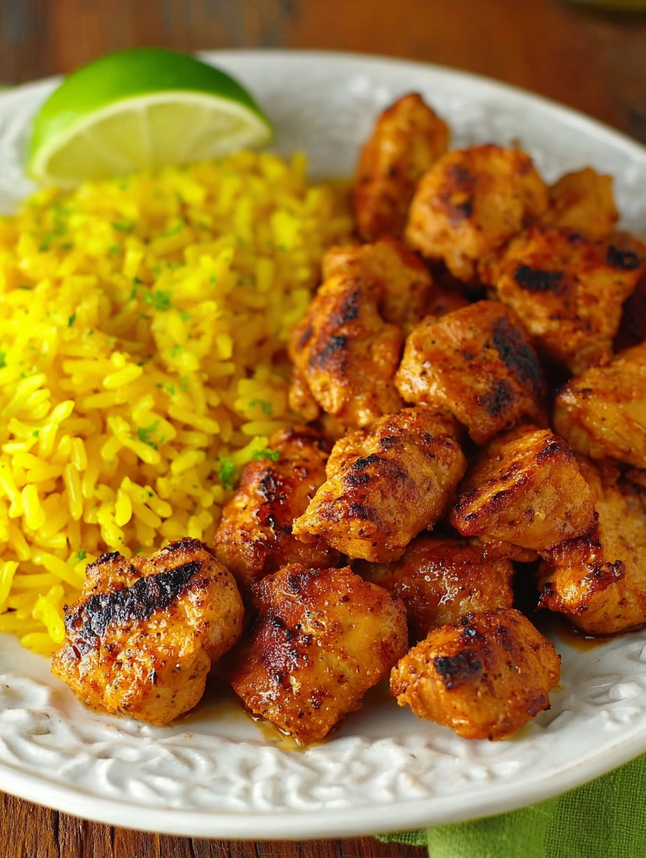 A plate of chili lime chicken bites.
