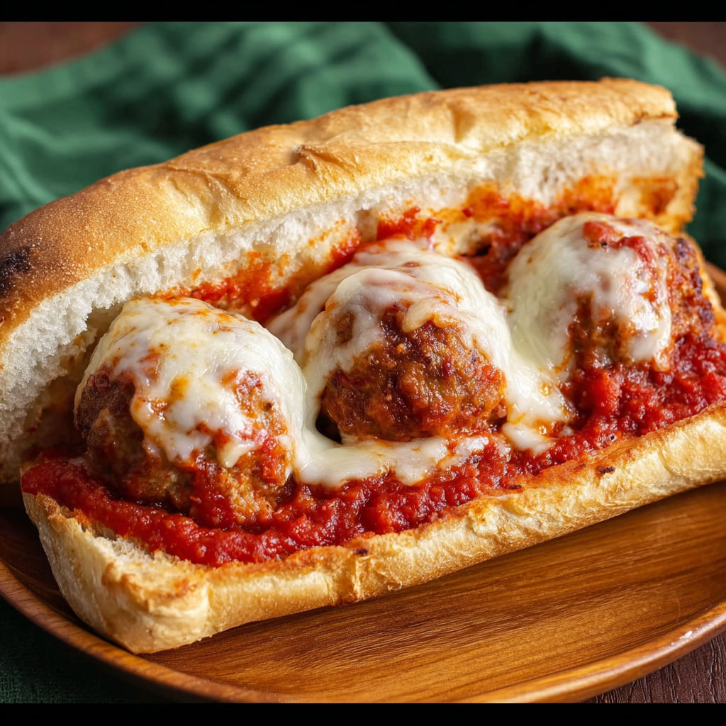 A beef and turkey meatball sub.