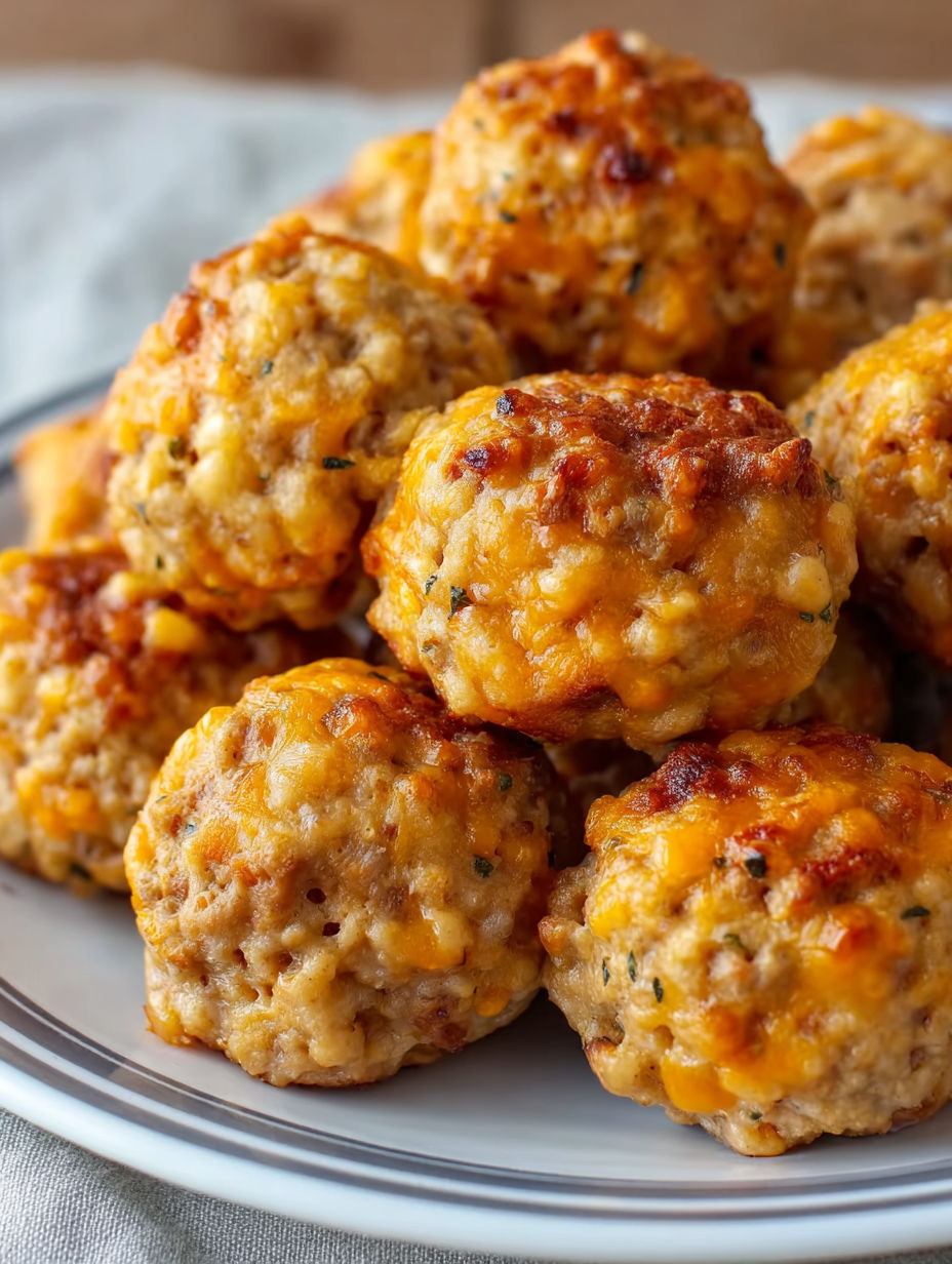 A plate of Bisquick Chicken Sausage Balls.