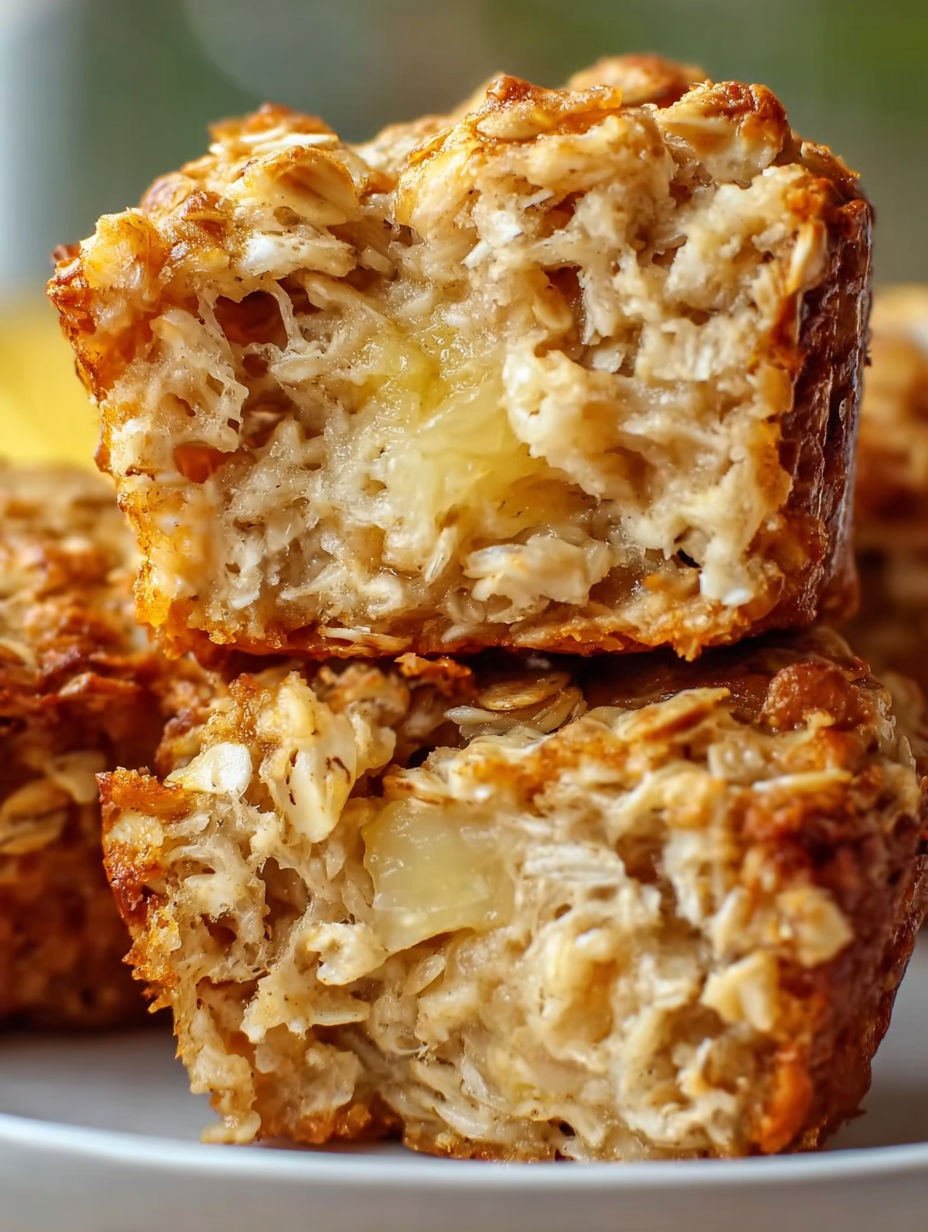 A slice of pineapple coconut baked oatmeal.