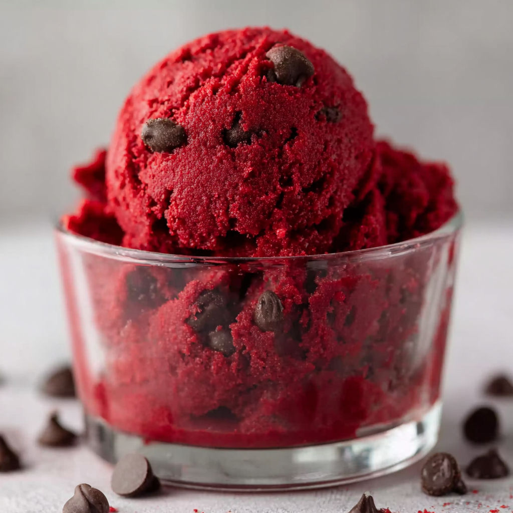 A bowl of red velvet ice cream.