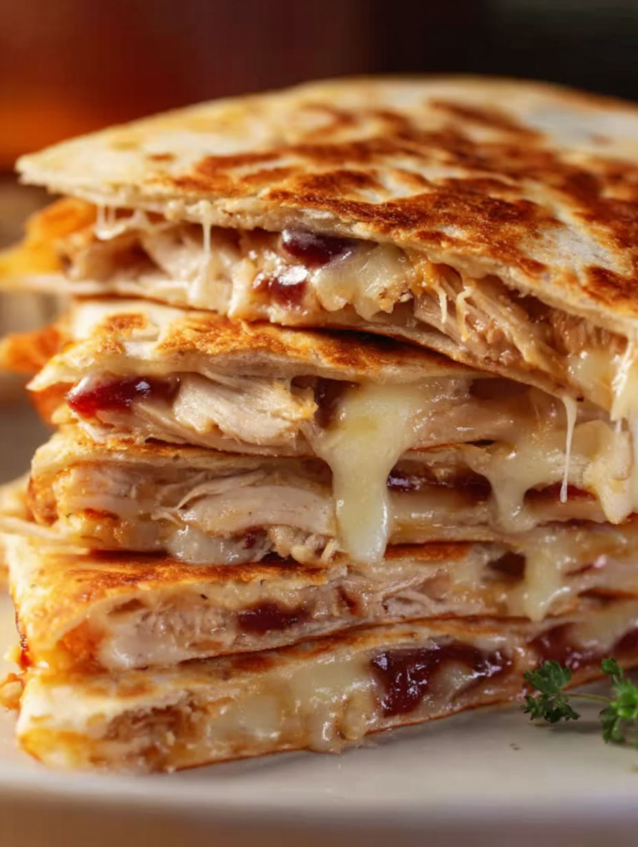 A stack of turkey quesadillas.