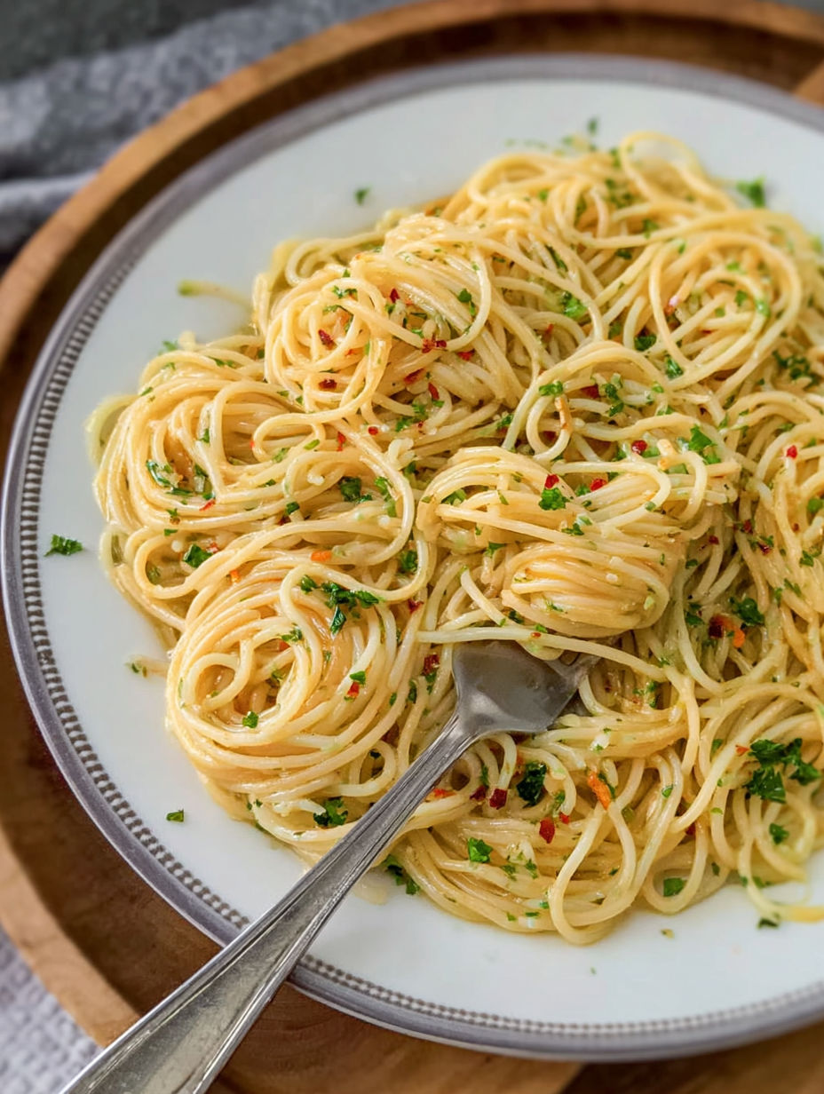 A plate of pasta with a fork on it.