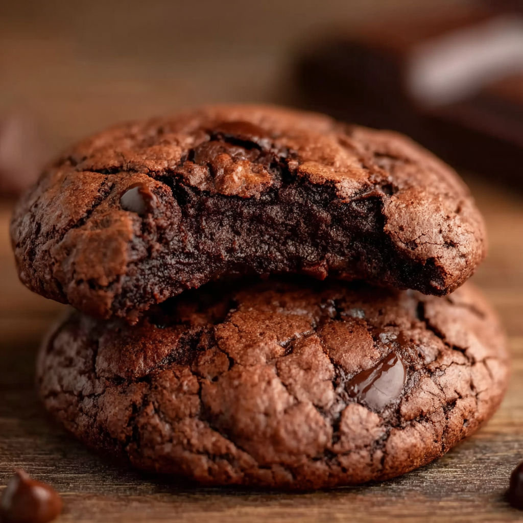 Two pieces of chocolate brownie cookies.