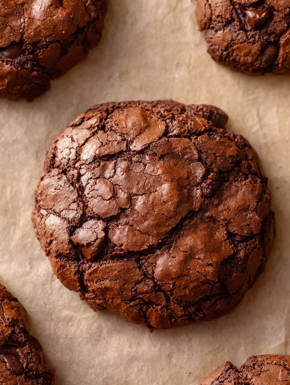 A close up of a chocolate cookie.
