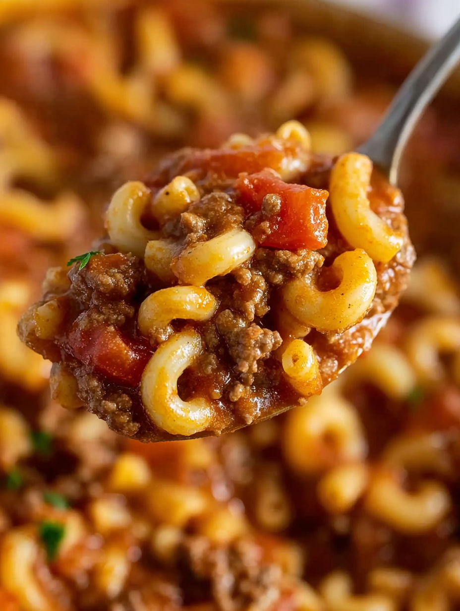 A spoonful of old fashioned goulash.