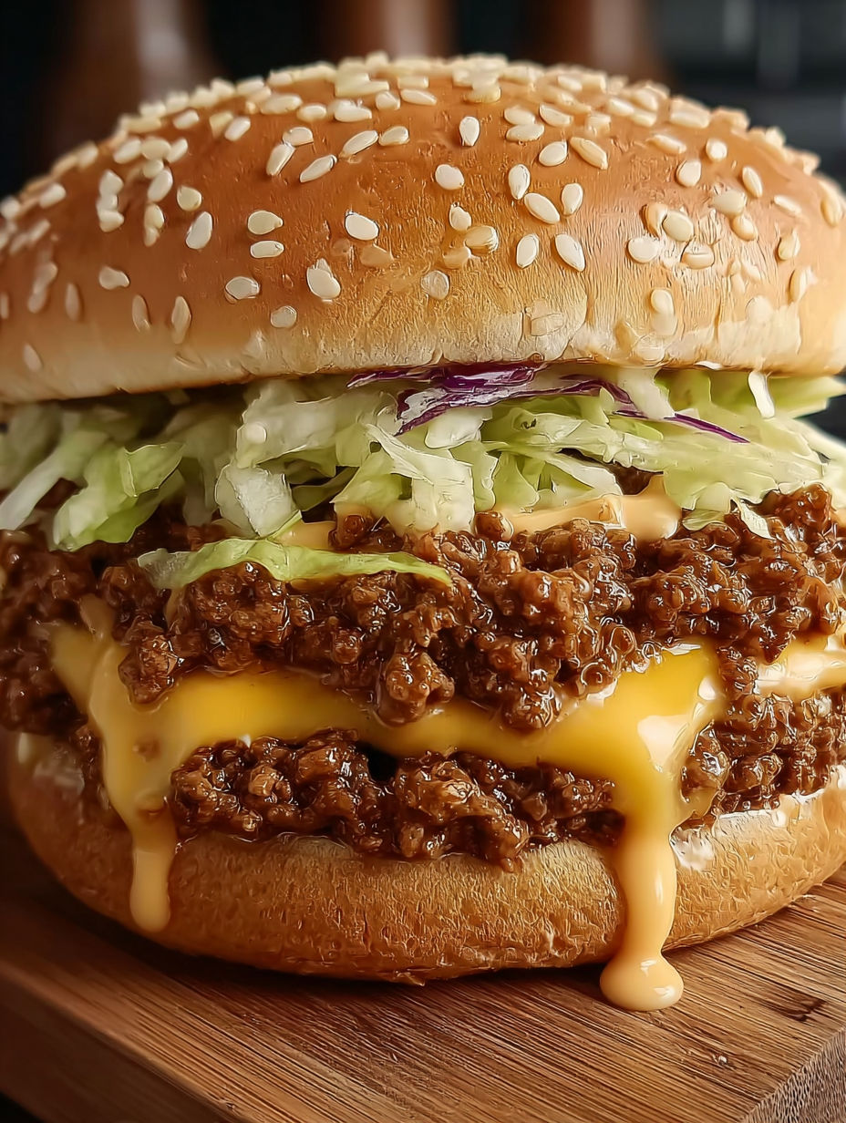 A large hamburger with lettuce and cheese.