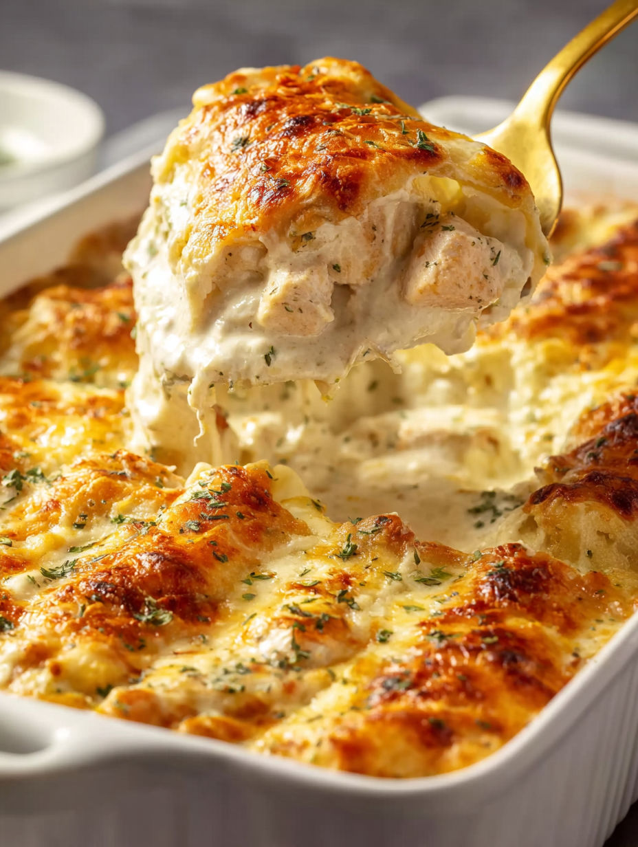 A skillet of white chicken enchiladas.