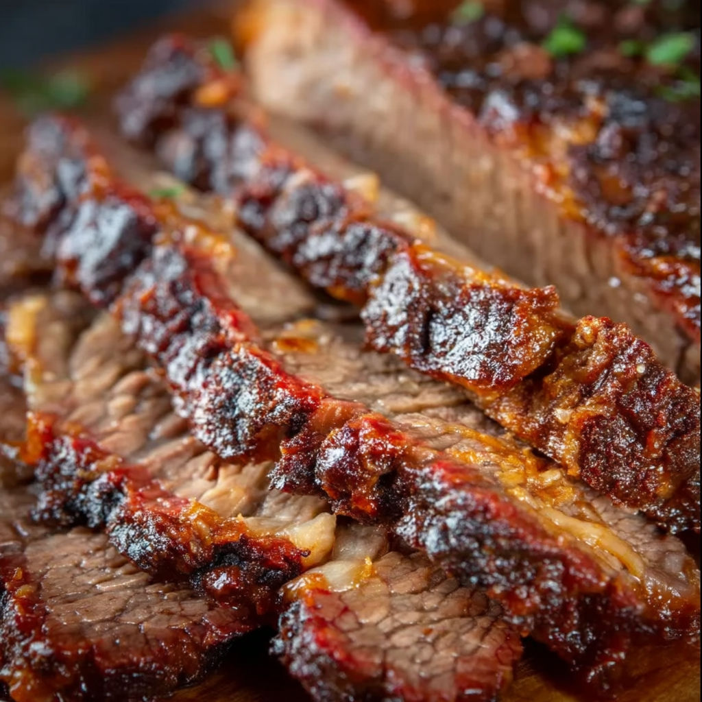 A close up of a piece of beef brisket.