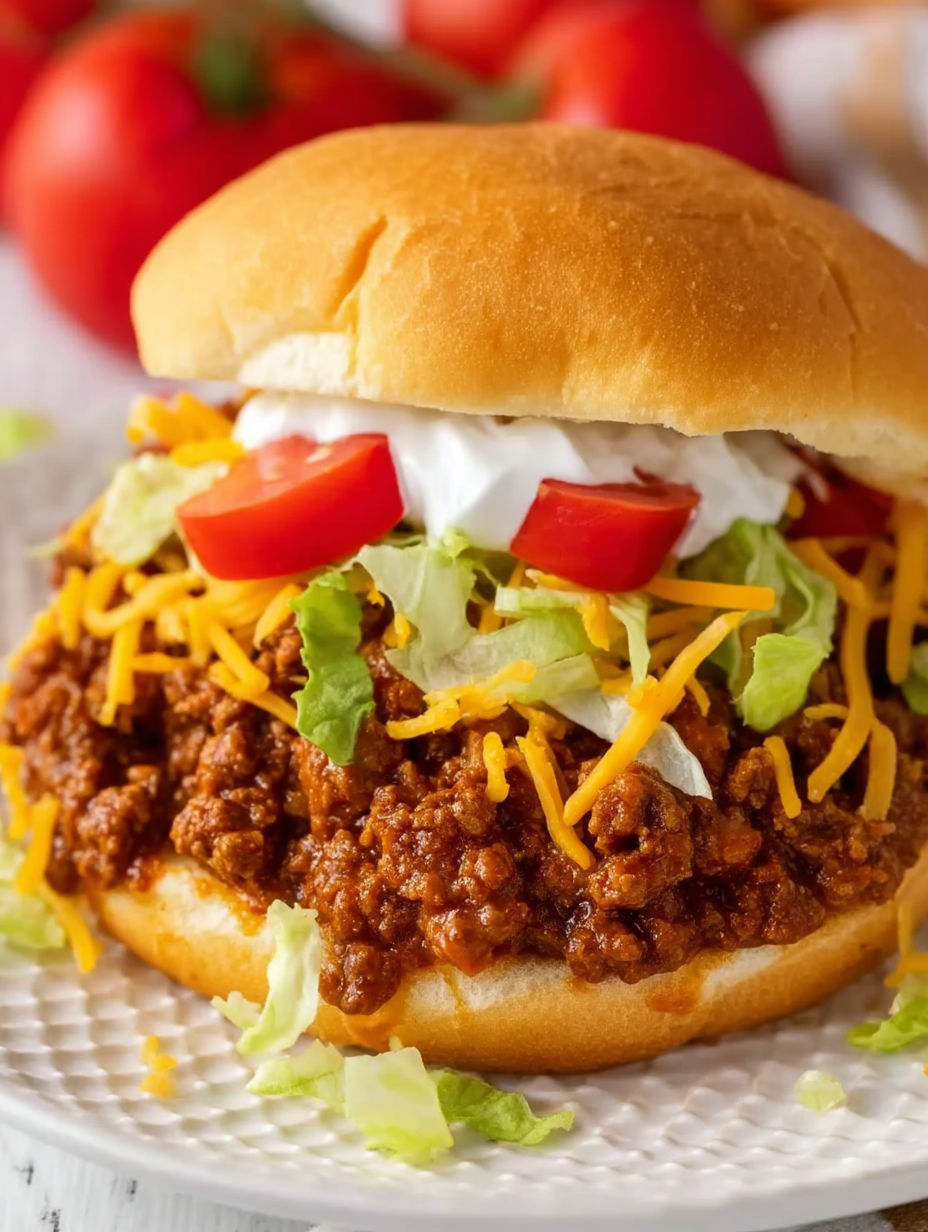 A chili cheese burger with lettuce and tomato.