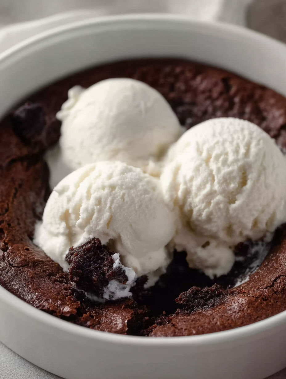 A plate of brownies with ice cream on top.