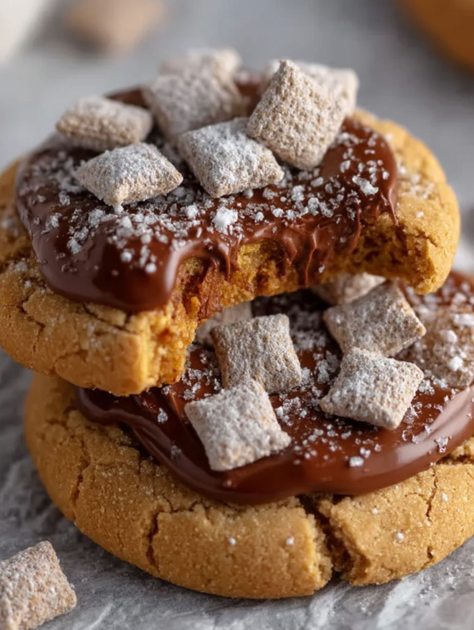 A cookie with chocolate and crumbles on top.