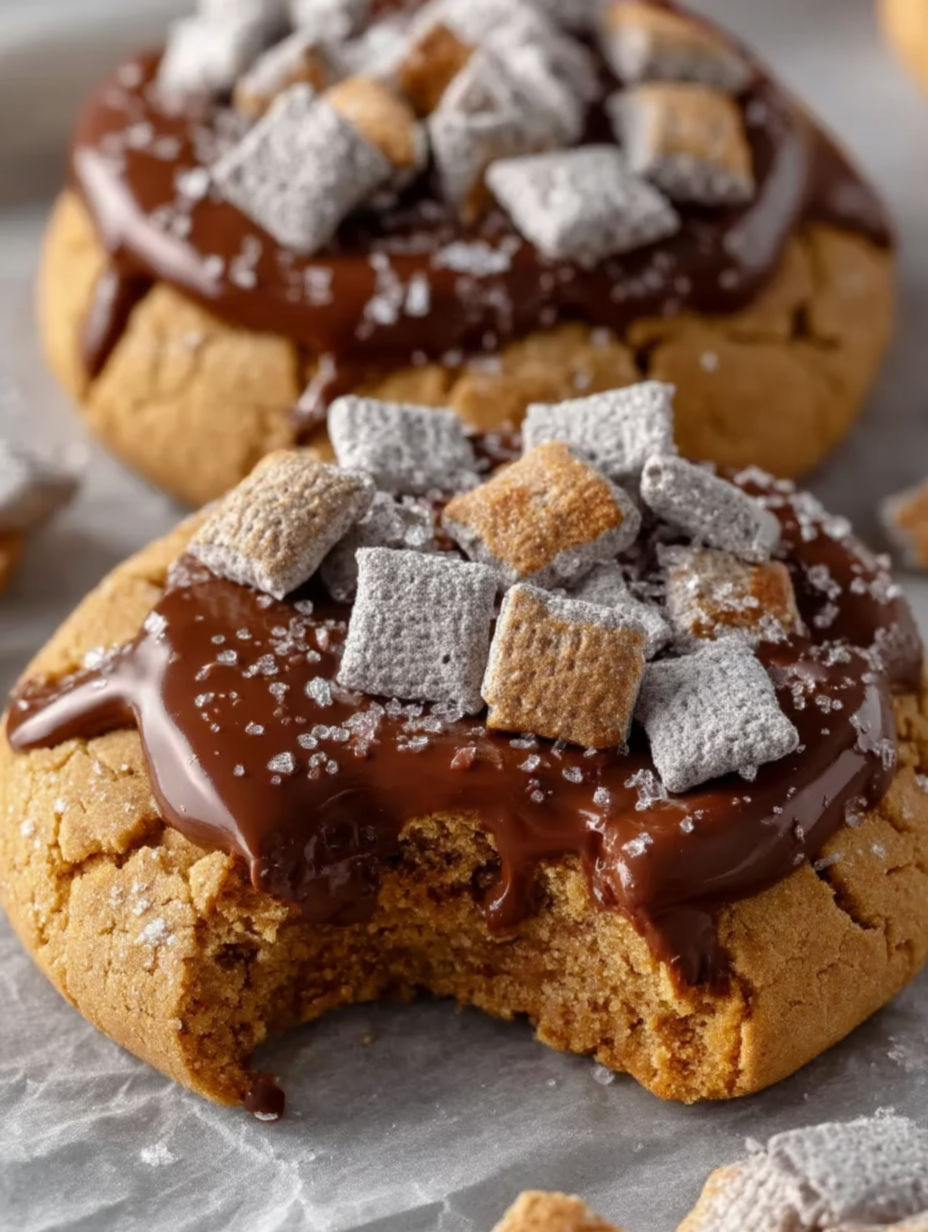 A chocolate covered cookie with crumbles on top.