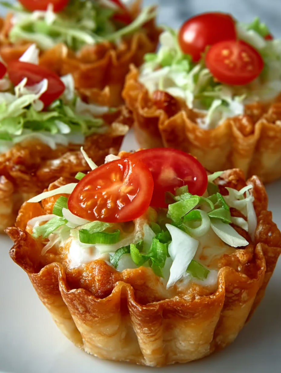 A taco dip bite with tomatoes and lettuce.