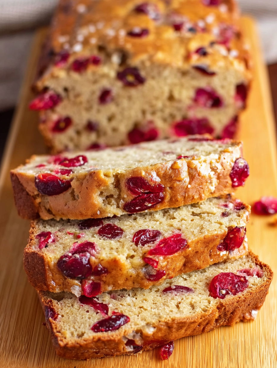 A slice of orange cranberry bread.