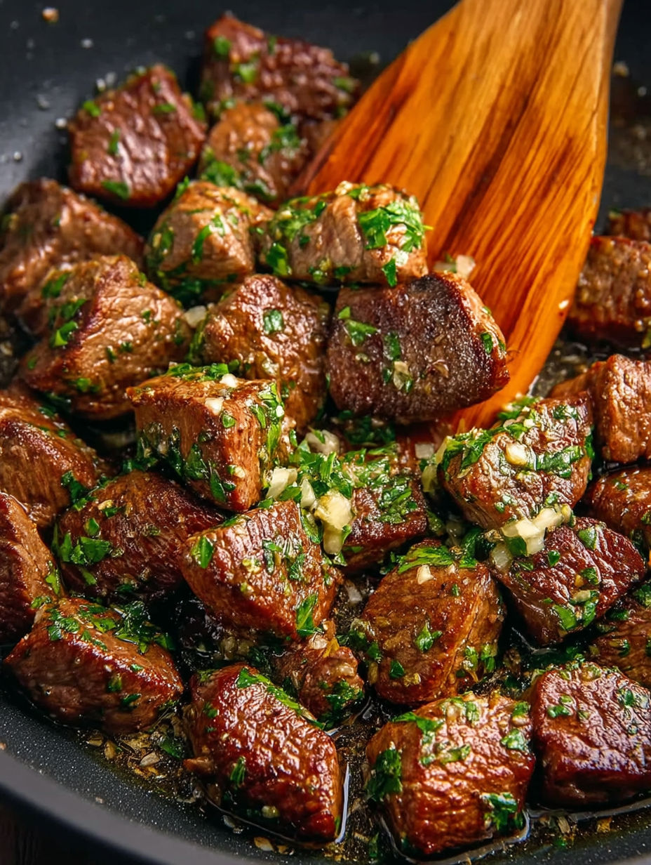 Air fryer garlic butter steak bites.
