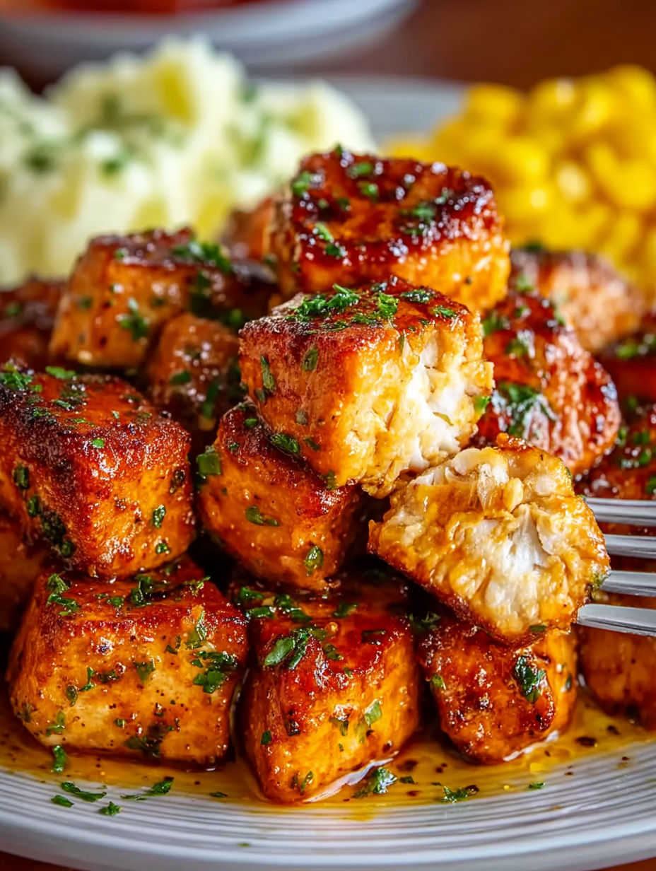 A plate of pork chops cooked in an air fryer.