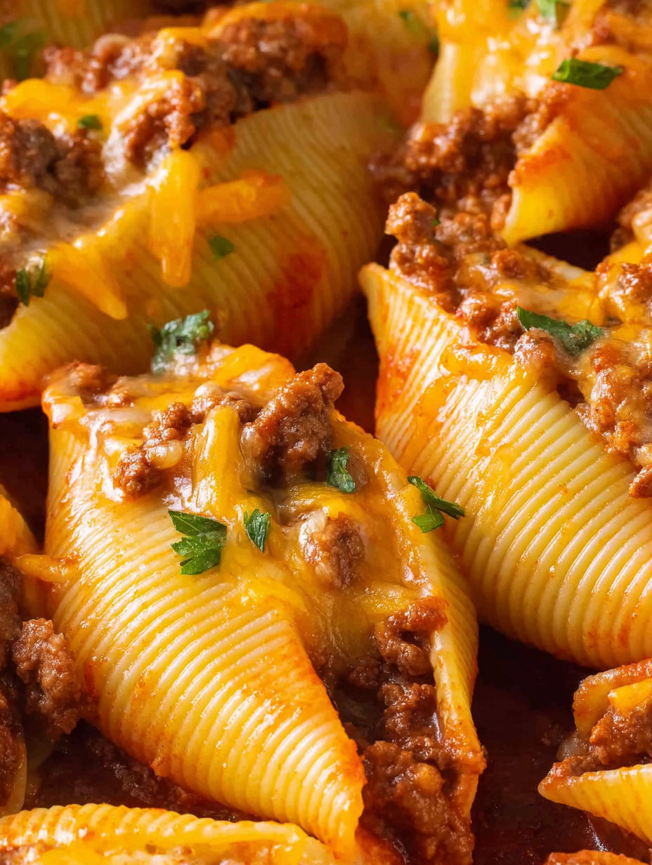 A plate of pasta with meat and cheese.