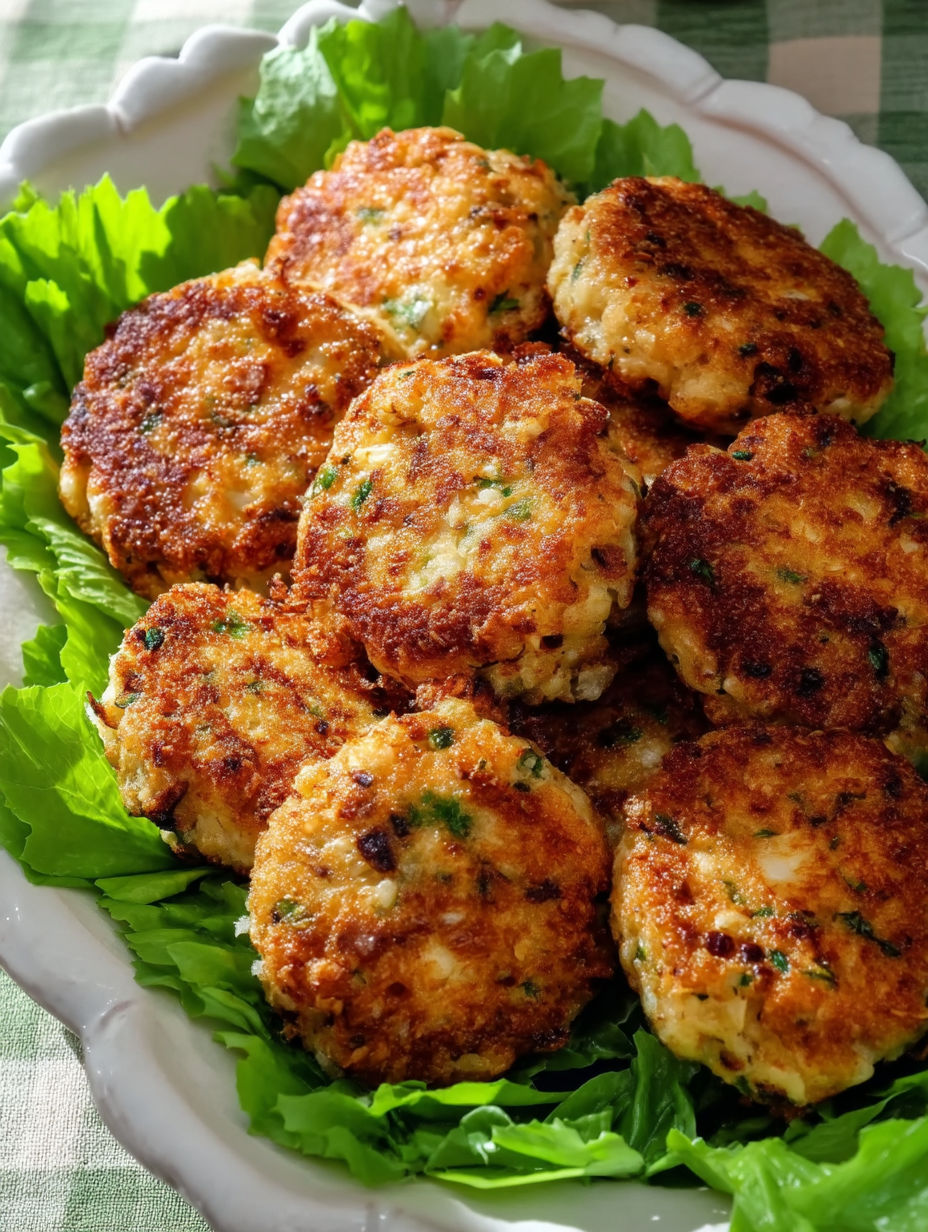 A plate of herb and cheese chicken fritters.