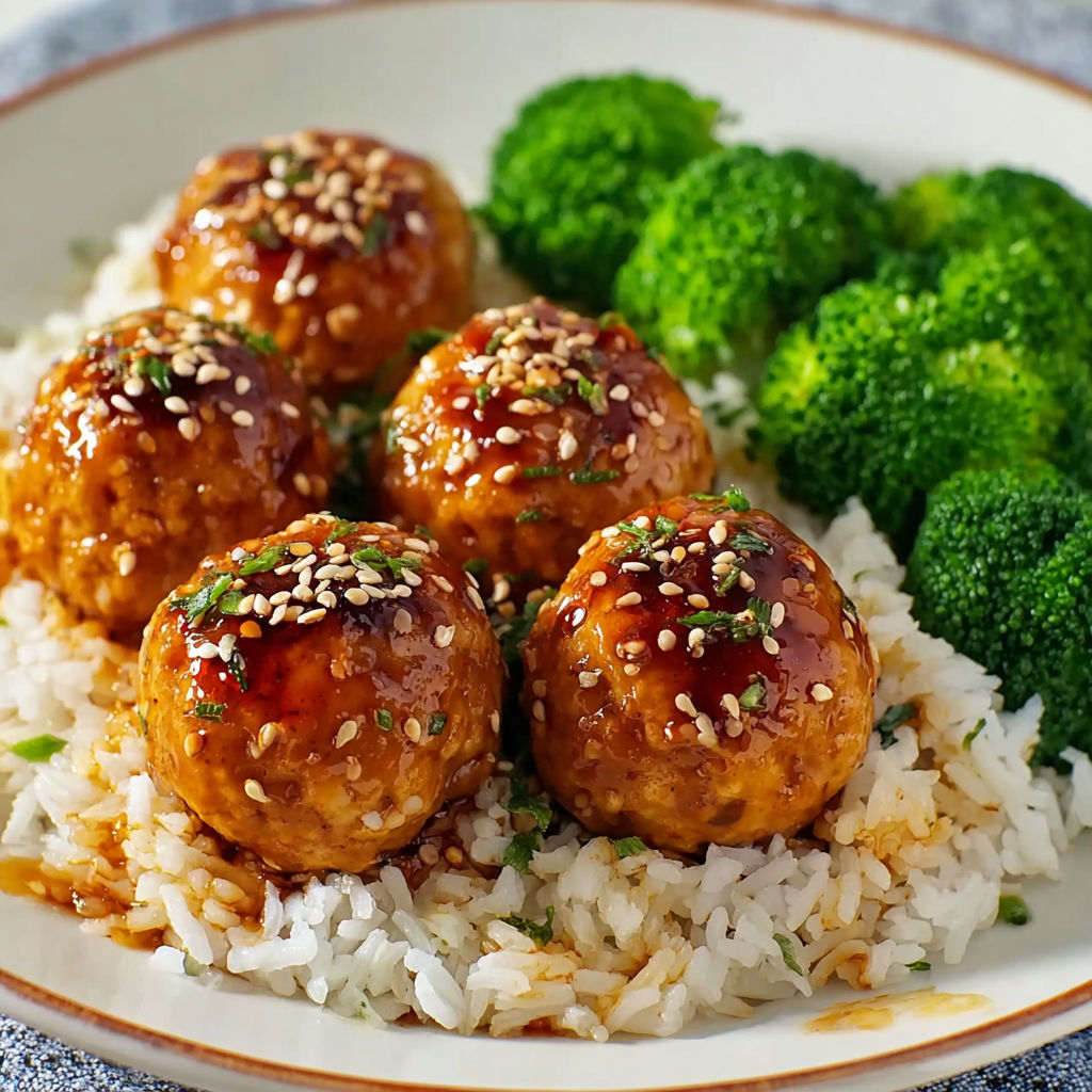 A plate of pineapple teriyaki meatballs.
