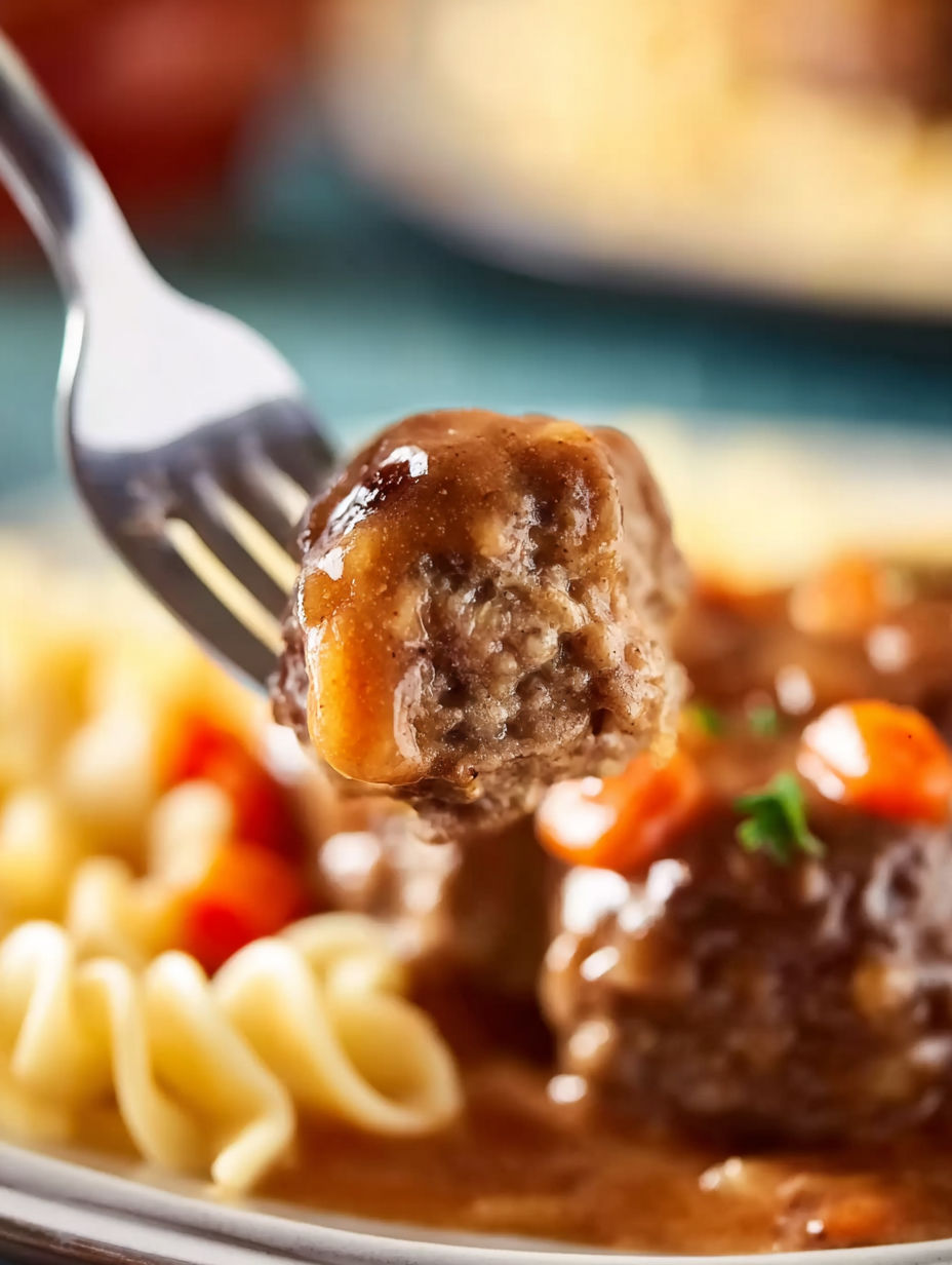 Hamburger steak with tomato gravy.