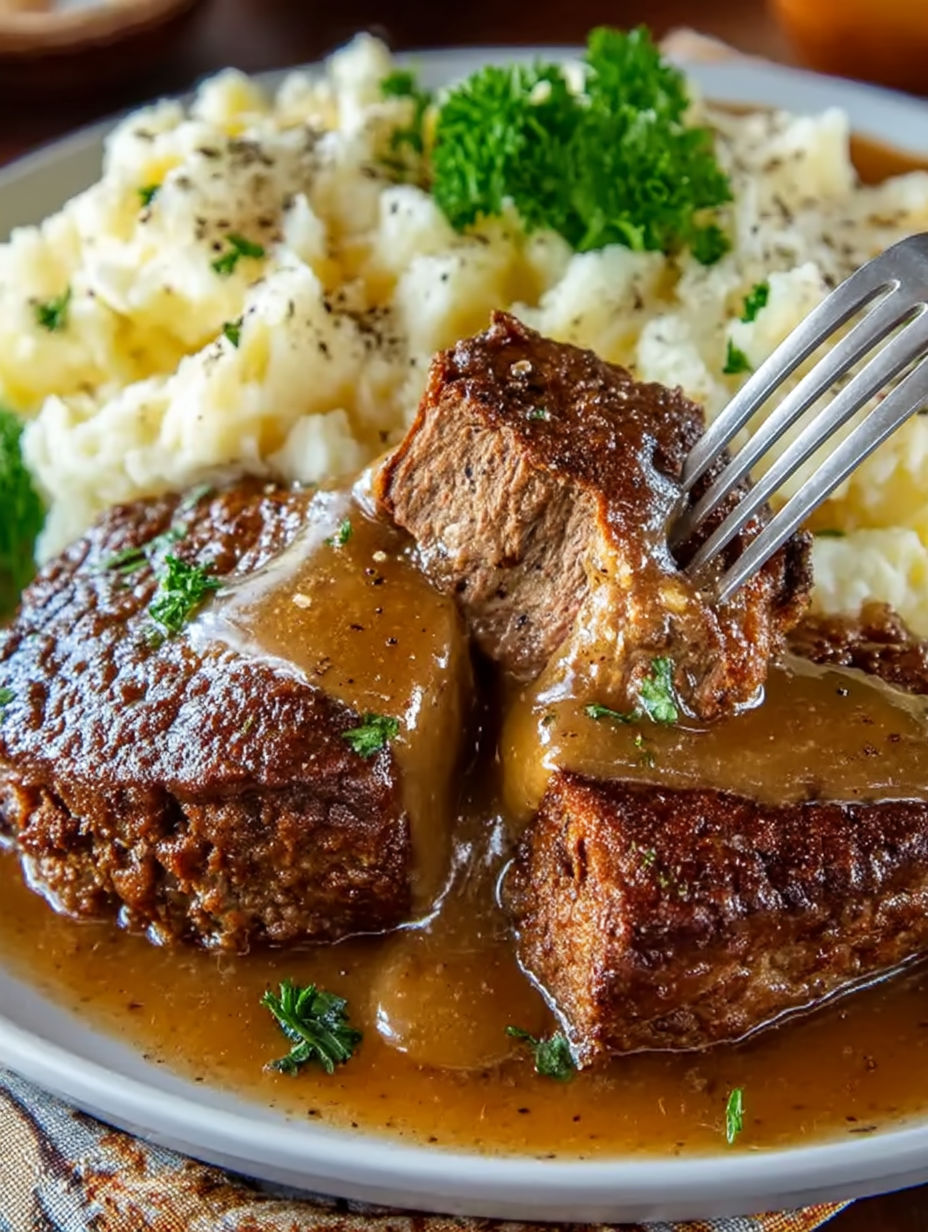 A plate of food with meat and potatoes.