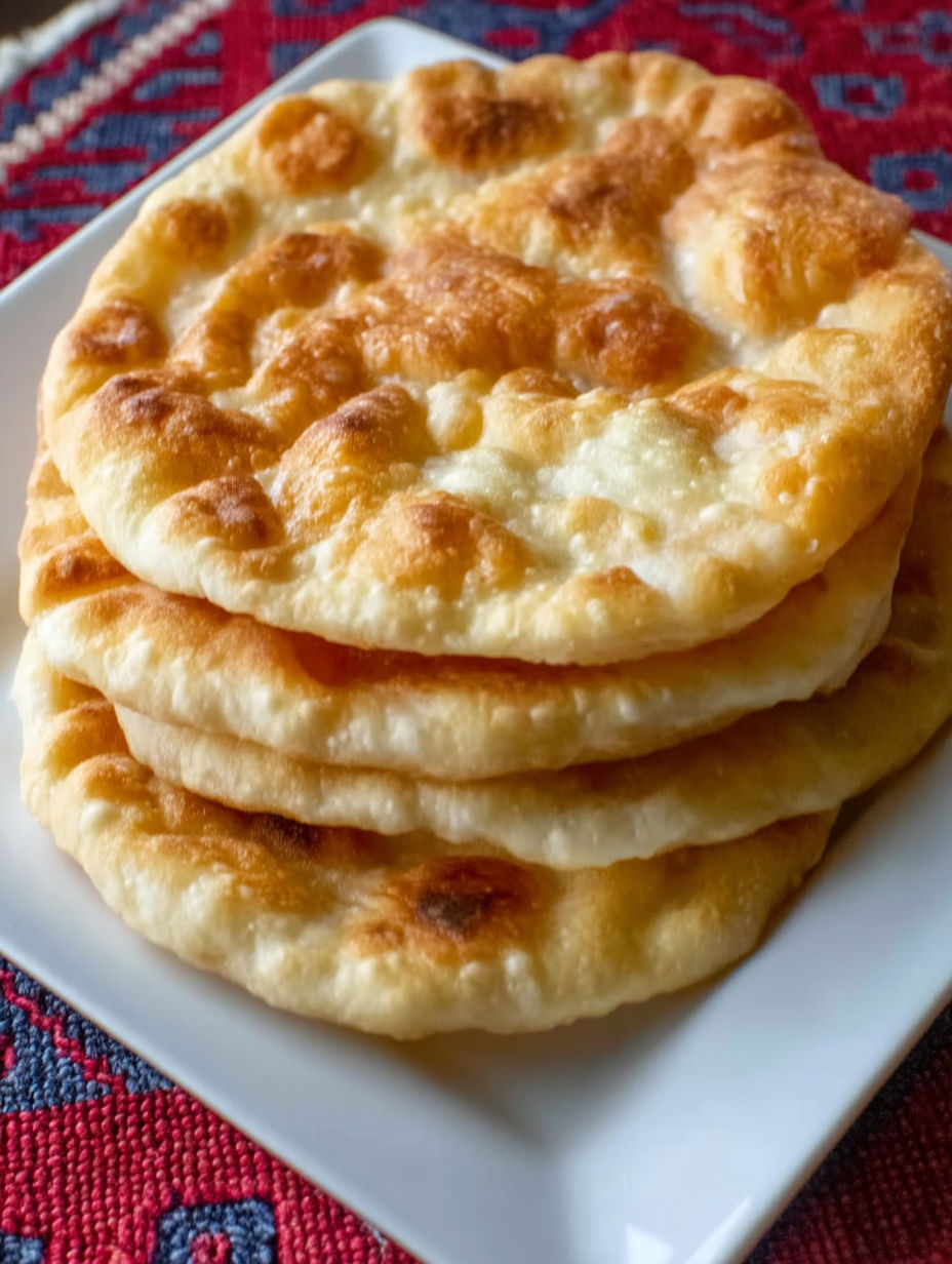 A stack of Navajo tacos on a plate.