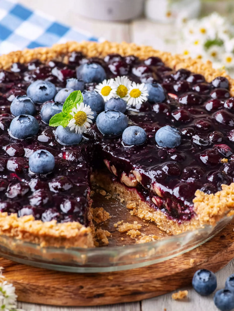 A slice of blueberry jell-o pie.
