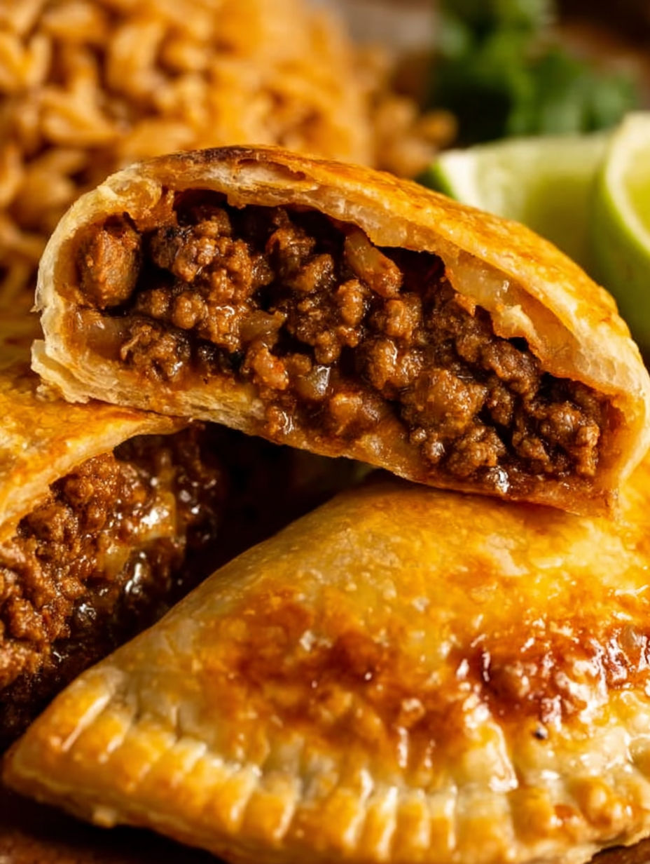 A taco pocket with meat inside.