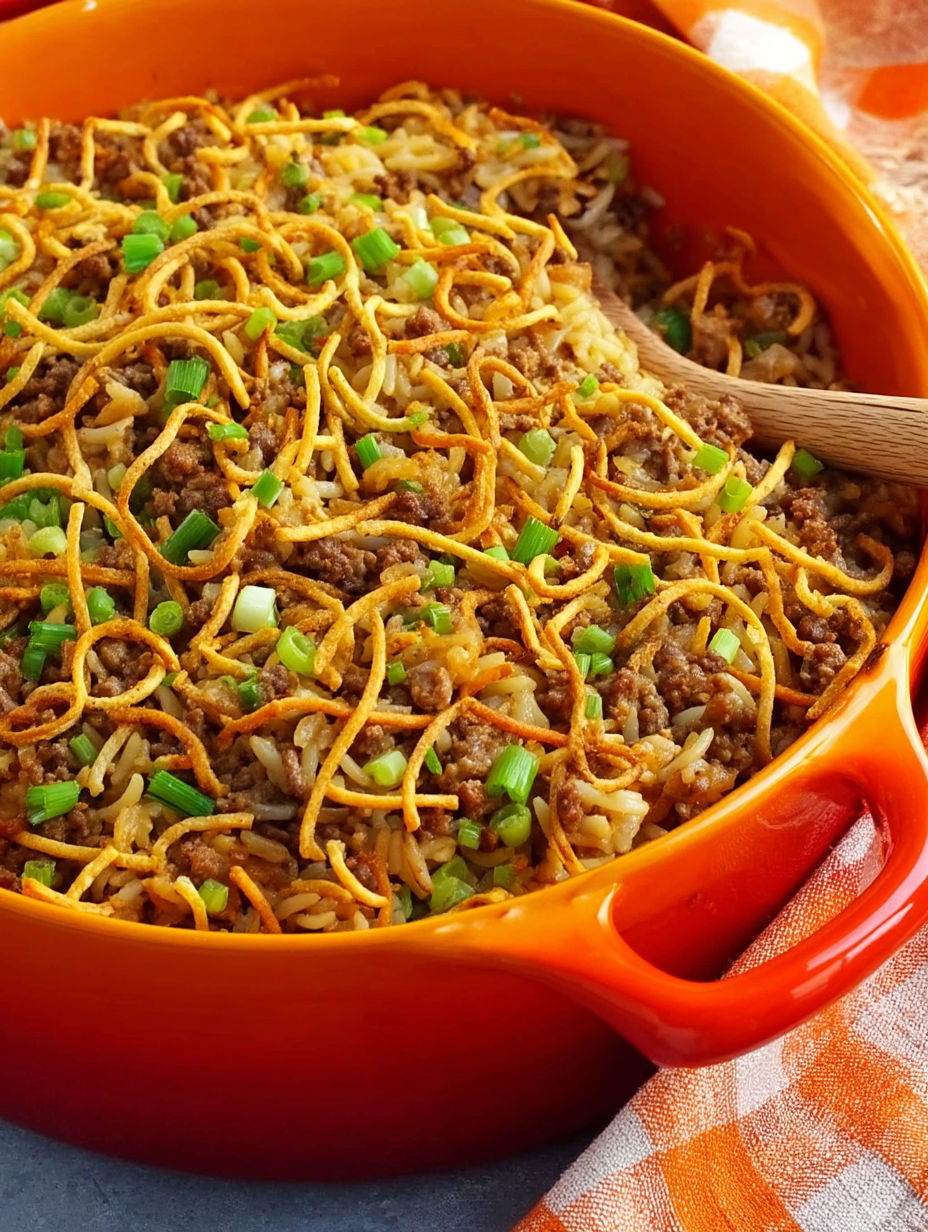 A bowl of chow mein casserole.