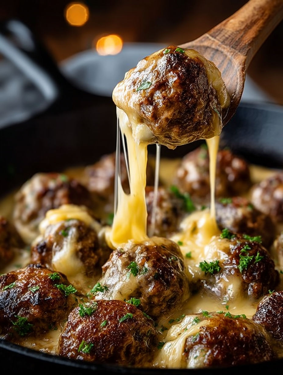 French Onion Meatballs Delight.