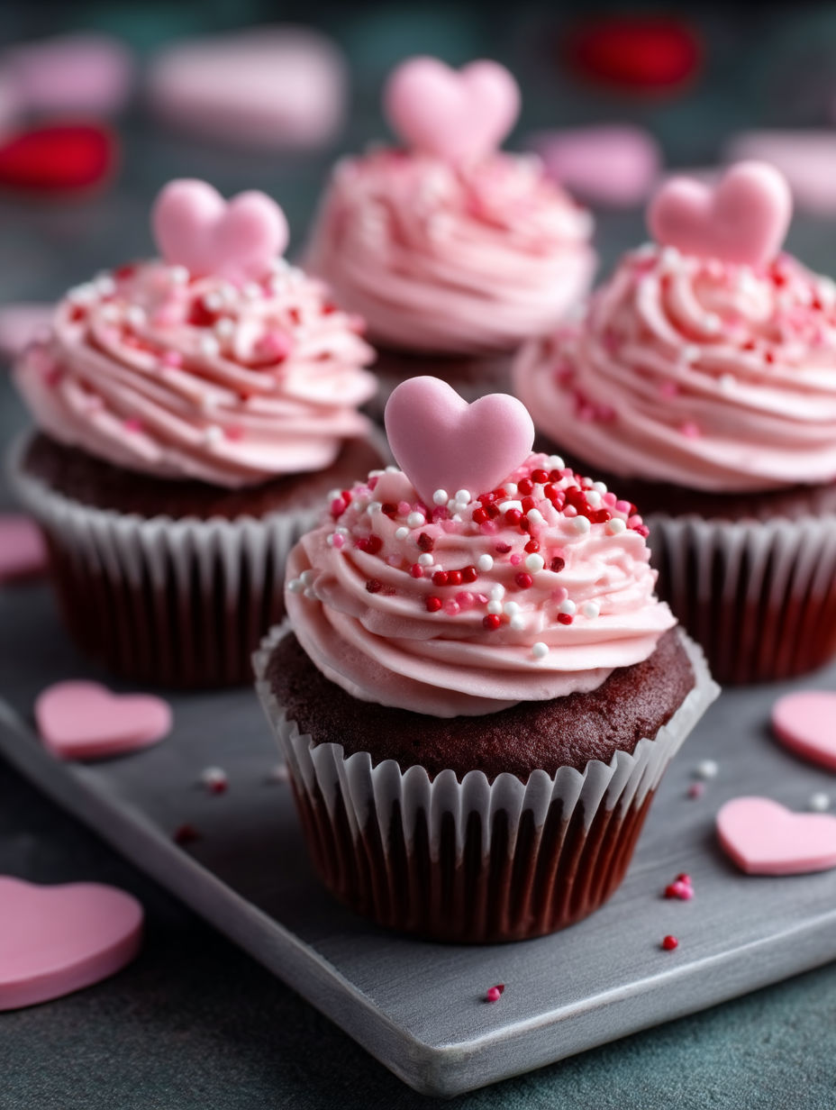 Cupcakes with hearts on them.