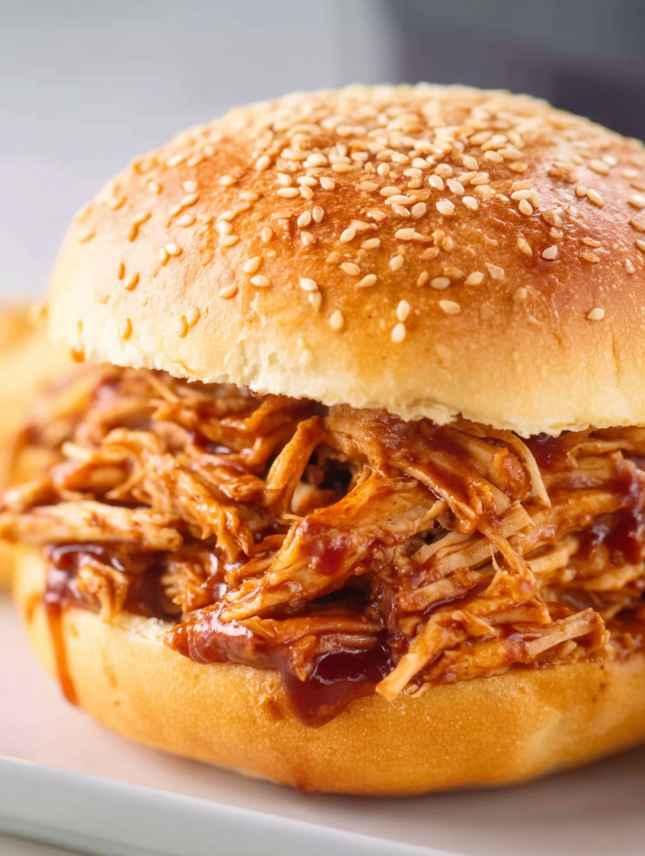 A close up of a BBQ chicken sandwich.