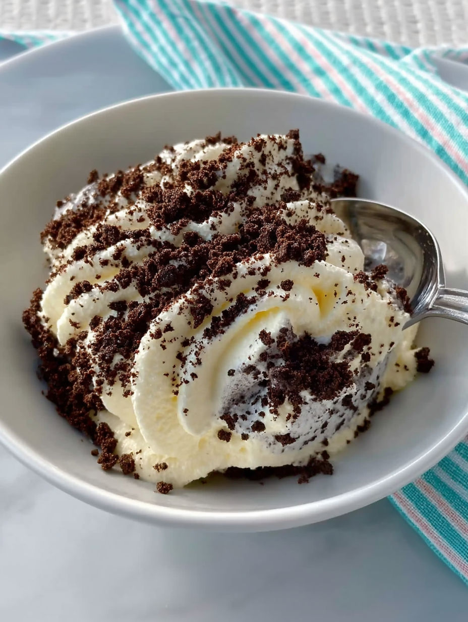 A bowl of Oreo Dirt Cake.