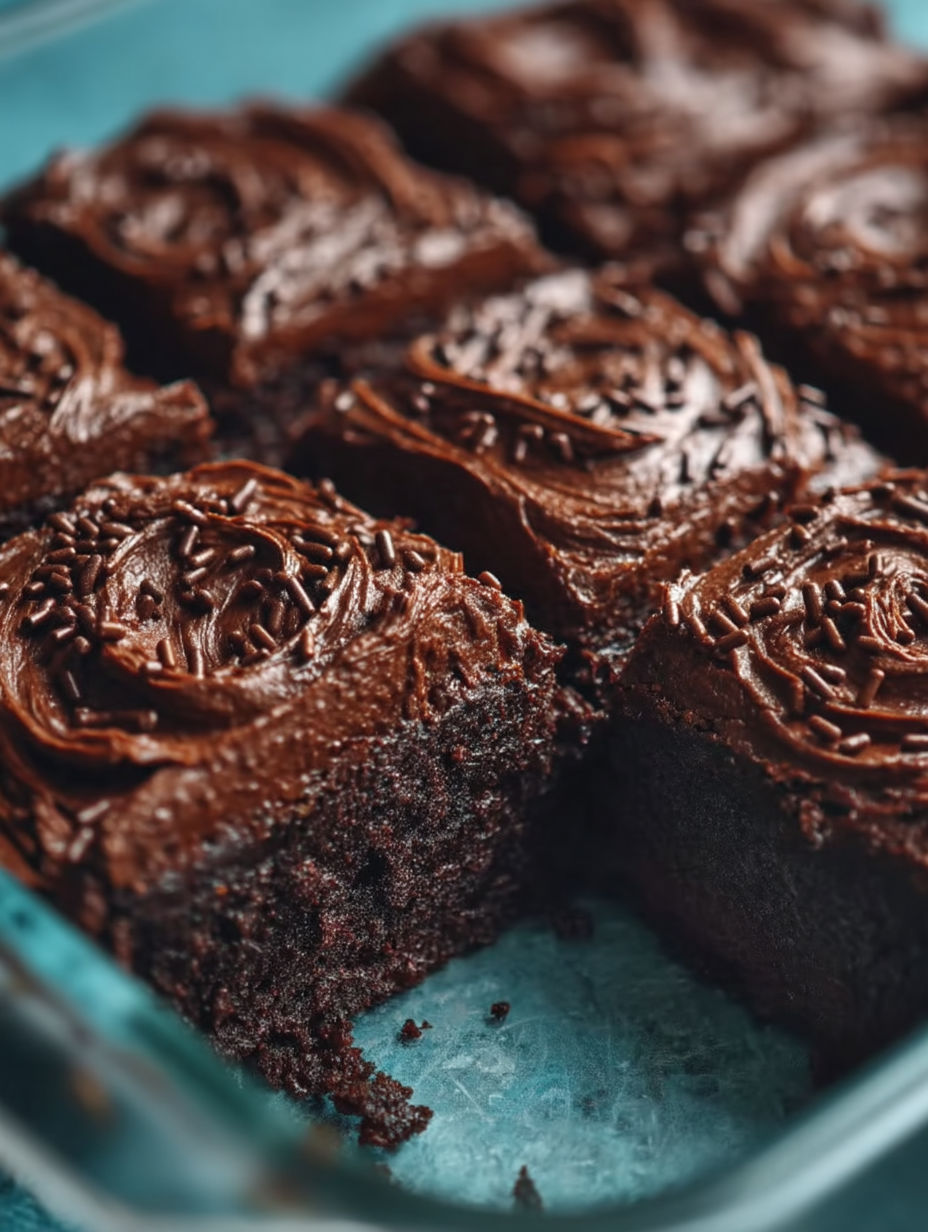 A close up of a chocolate cake with swirls.