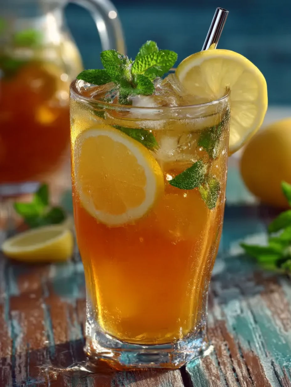 A glass of lemonade with a lemon wedge in it.