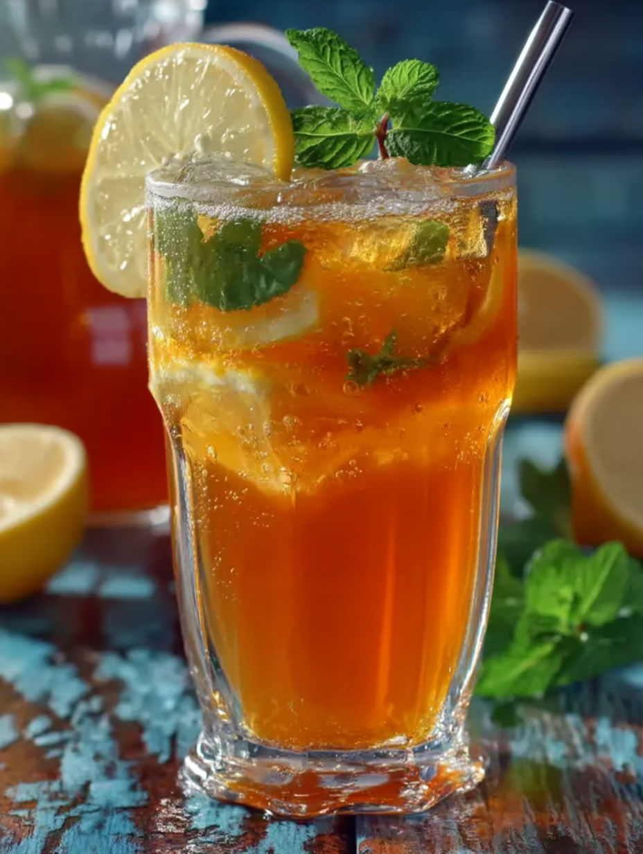 A glass of lemonade with a lemon wedge in it.