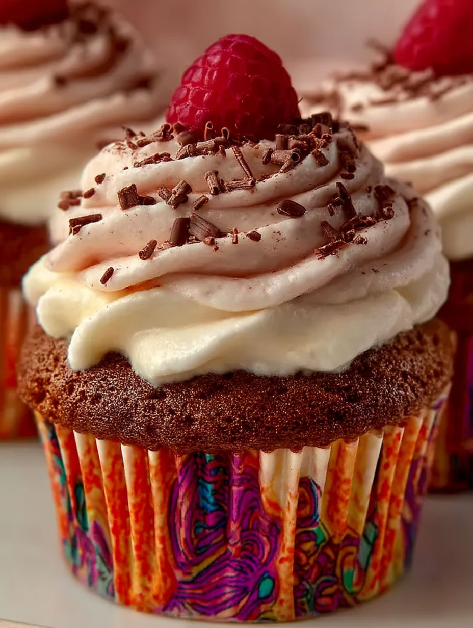 A cupcake with chocolate and white frosting.