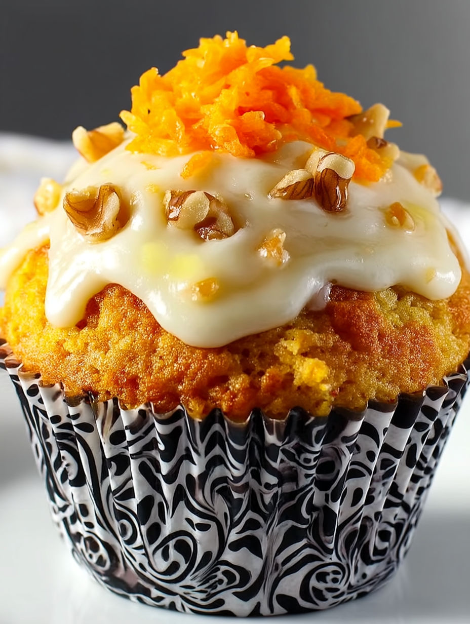 A cupcake with a carrot cake doughnut muffin recipe.