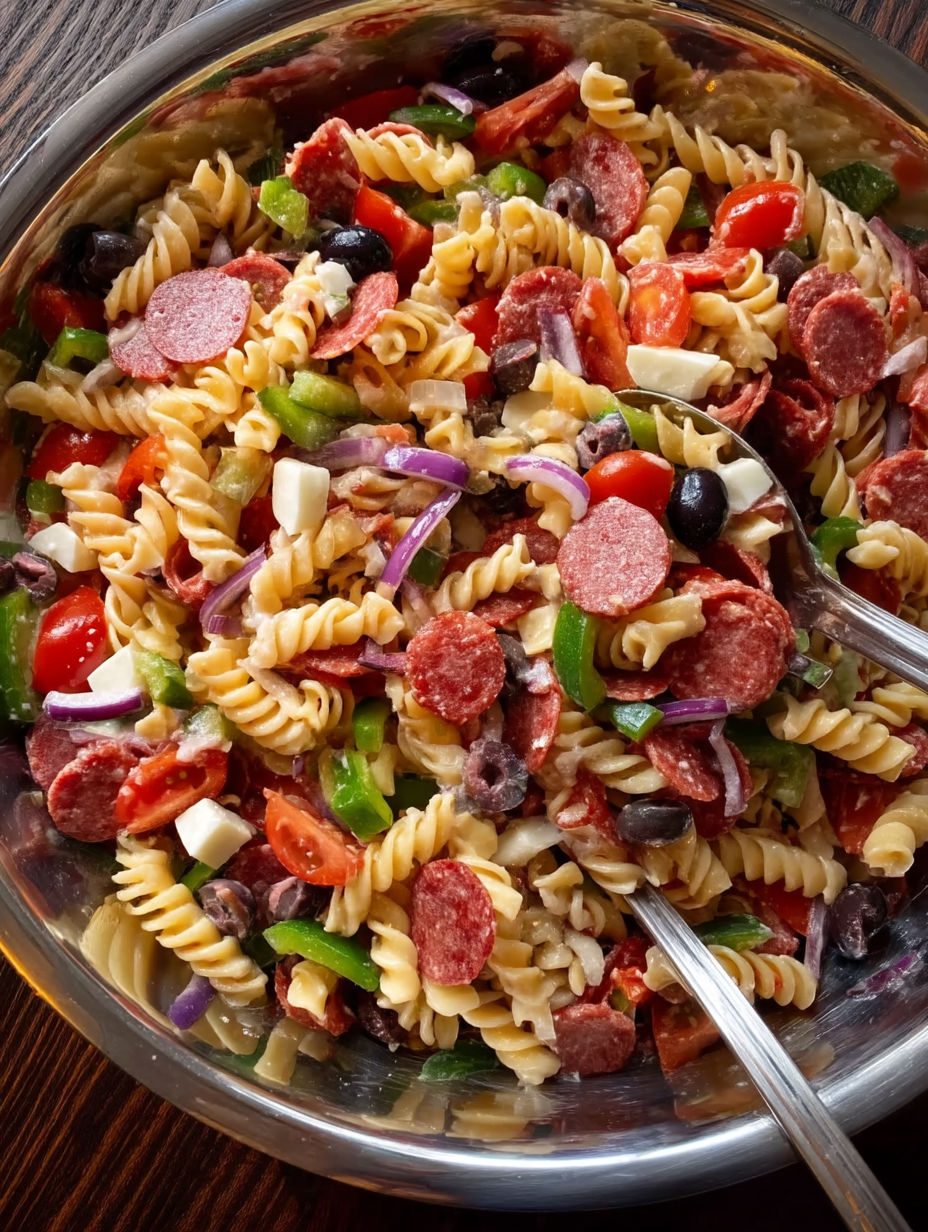 A bowl of pasta with meatballs and vegetables.