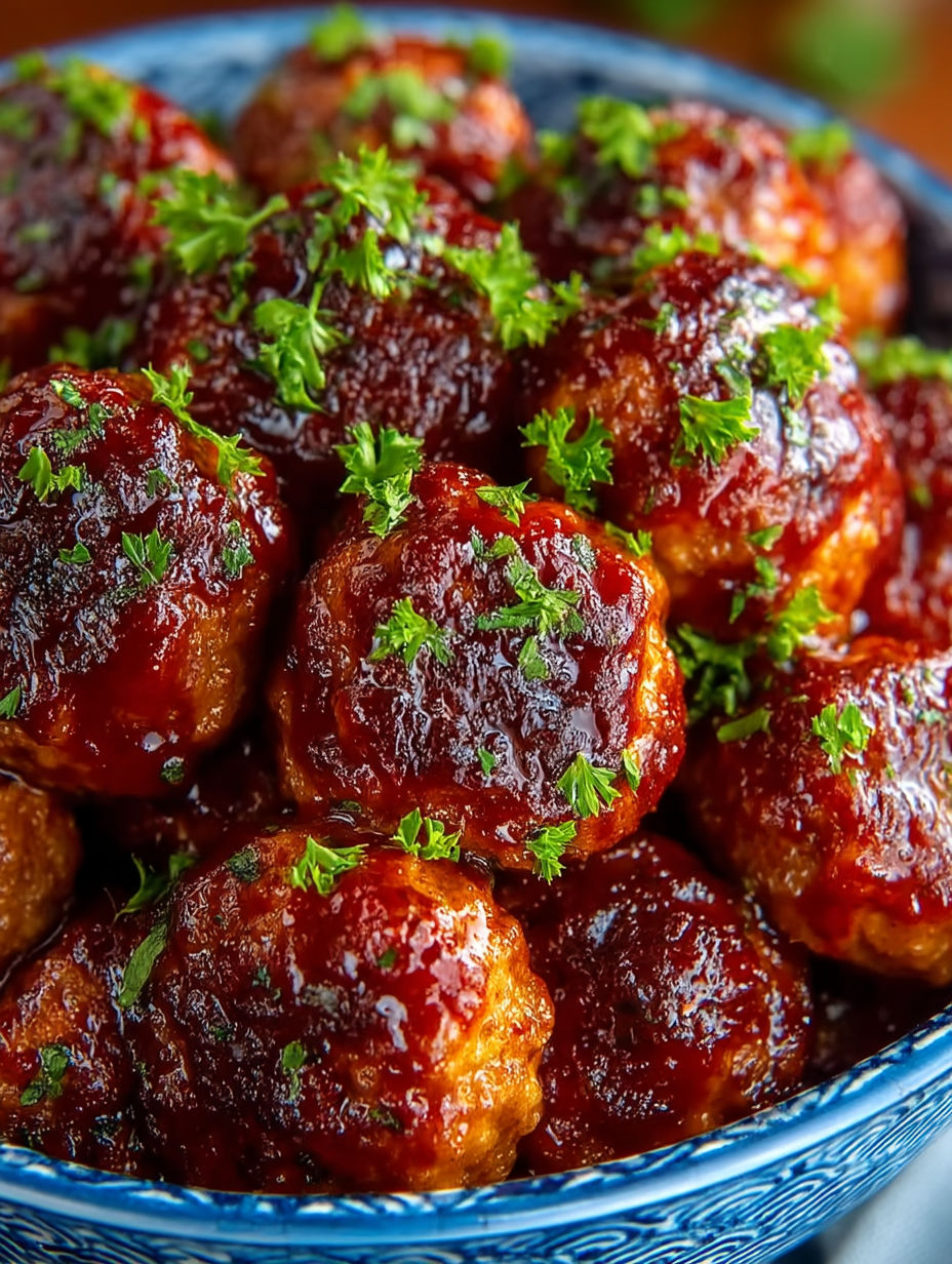 A bowl of slow cooker gobbler meatballs.