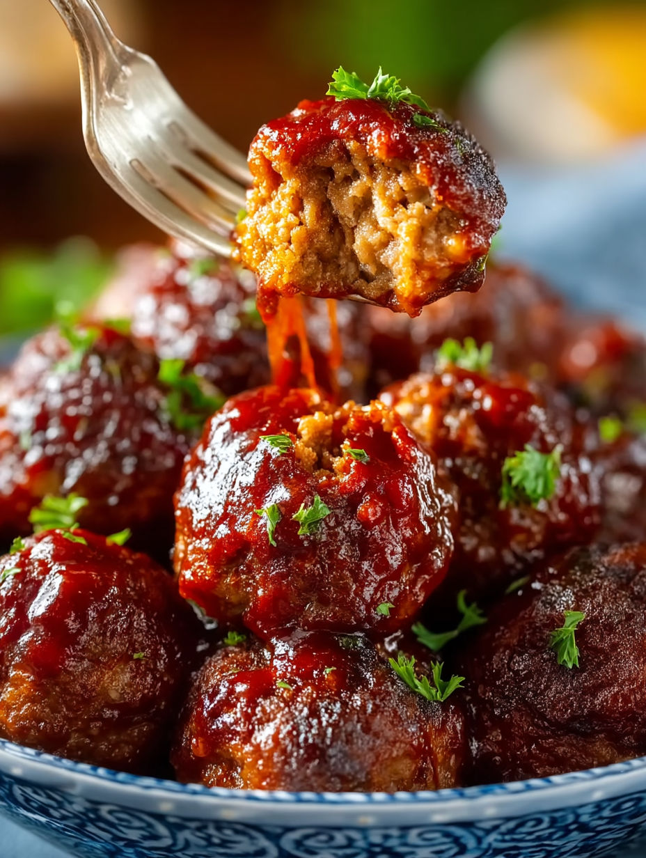Meatballs in a slow cooker.