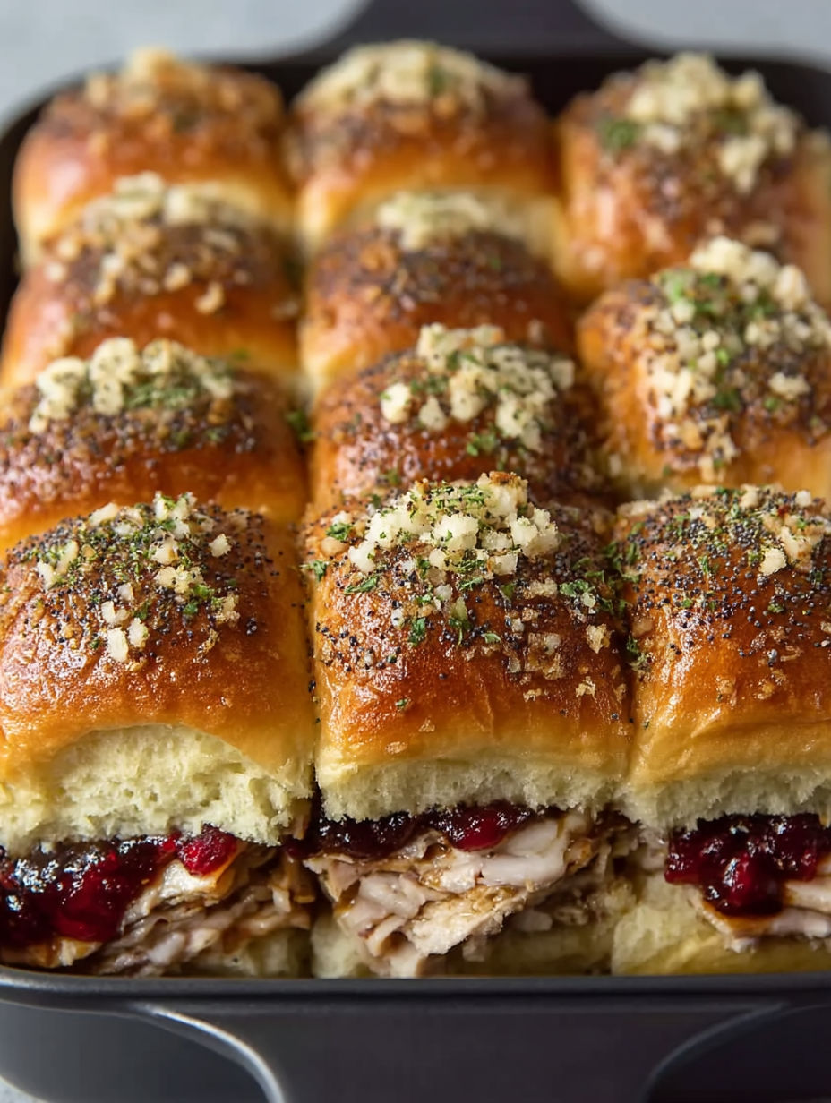 A tray of sliders with meat and jelly.