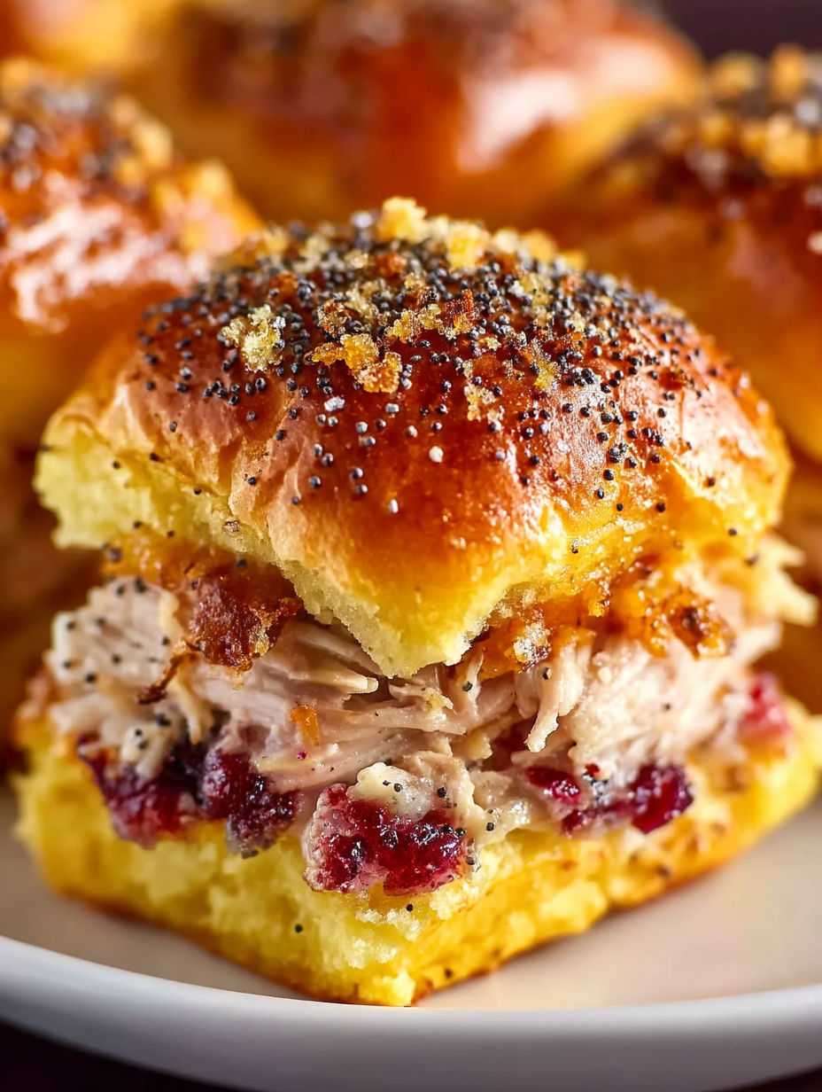 A sandwich with meat and jelly on a plate.