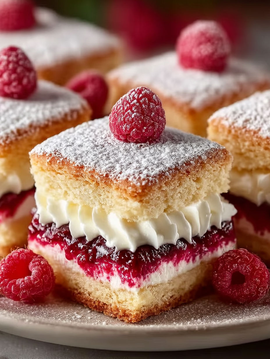 A close up of a raspberry cream sandwich.