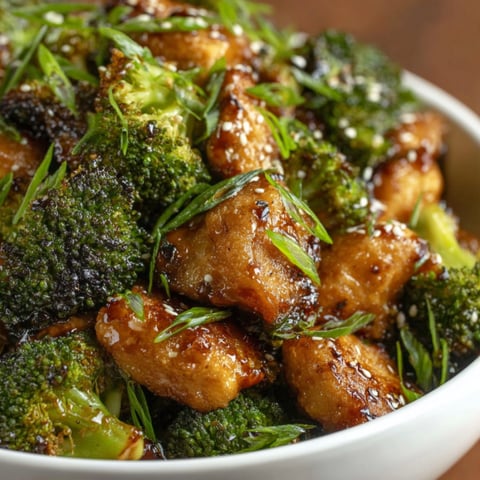 A bowl of chicken and broccoli.