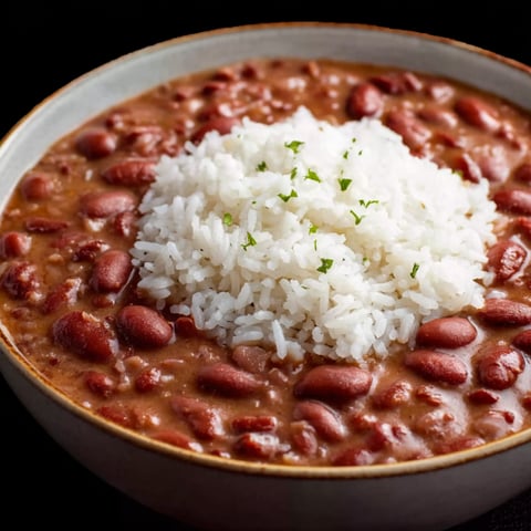 A bowl of red beans and rice.