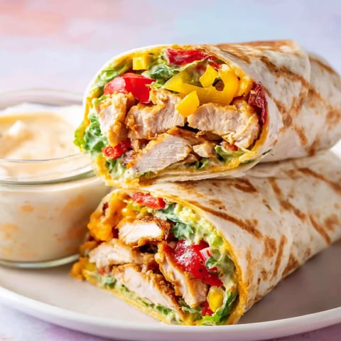 A wrap with chicken and vegetables.