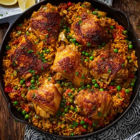 A pan of chicken and rice.